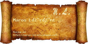 Maros Lóránt névjegykártya