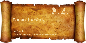 Maros Lóránt névjegykártya